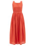 Ladies Beachwear Le Sirenuse, Positano - Julia Calypso Linen-voile Dress - Womens - Red