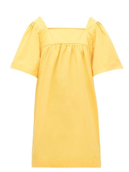 Matchesfashion.com Three Graces London - Sofia Cotton-poplin Mini Dress - Womens - Yellow