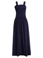 Matchesfashion.com Heidi Klein - Smocked Bodice Silk Maxi Dress - Womens - Navy