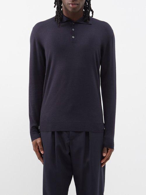 Barena Venezia - Pevaron Knitted-wool Polo Top - Mens - Navy
