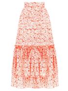 The Vampire's Wife - The Righteous Tiered Floral-print Organza Skirt - Womens - Red White