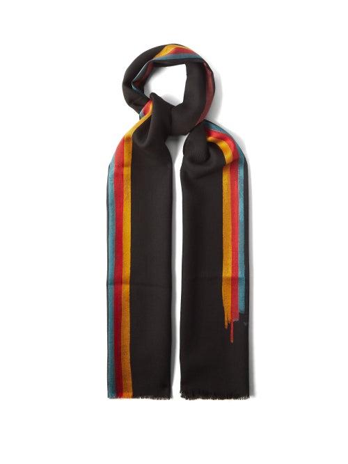 Paul Smith - Painted Stripe Wool-blend Scarf - Mens - Black