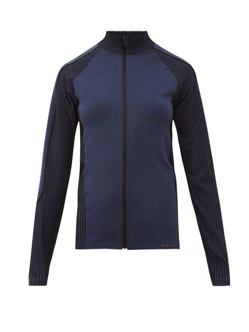 Matchesfashion.com Falke - Zipped Technical-jersey Thermal Top - Womens - Dark Blue