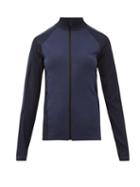 Matchesfashion.com Falke - Zipped Technical-jersey Thermal Top - Womens - Dark Blue