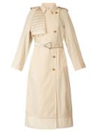 Matchesfashion.com Bottega Veneta - Contrast Panel Belted Trench Coat - Womens - Ivory