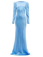 Matchesfashion.com Alessandra Rich - Polka Dot Silk Maxi Dress - Womens - Blue White