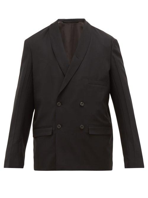 Matchesfashion.com Lemaire - Double Breasted Shawl Lapel Wool Jacket - Mens - Black
