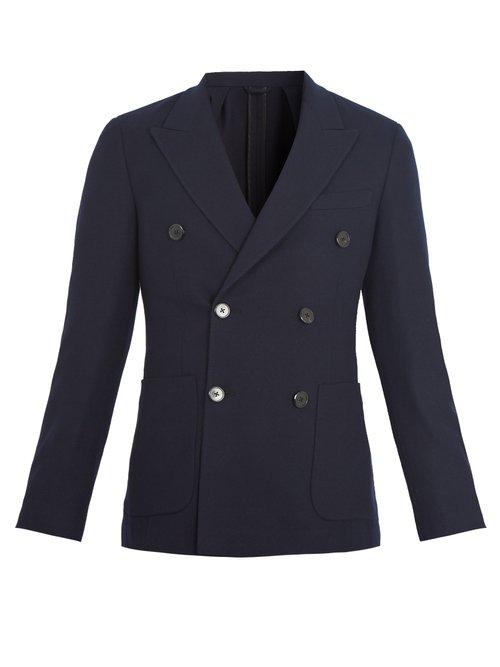 Matchesfashion.com Prada - Double Breasted Wool And Cashmere Blend Blazer - Mens - Navy