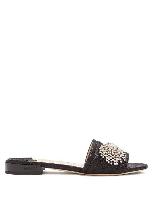 Matchesfashion.com Jimmy Choo - Joni Crystal Embellished Slides - Womens - Black