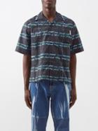 Marni - Logo-print Checked Cotton-poplin Shirt - Mens - Navy Multi