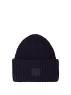 Matchesfashion.com Acne Studios - Pansy Ribbed Knit Wool Beanie Hat - Womens - Navy