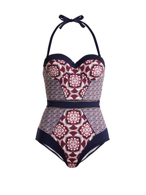 Matchesfashion.com Paolita - Talavera Bandeau Swimsuit - Womens - Purple Multi