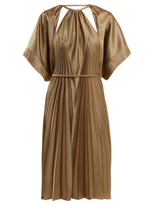 Matchesfashion.com Maison Margiela - Pleated Cut Out Dress - Womens - Bronze