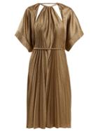 Matchesfashion.com Maison Margiela - Pleated Cut Out Dress - Womens - Bronze