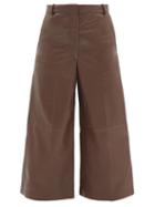 Joseph - Travis Leather Wide-leg Trousers - Womens - Dark Brown