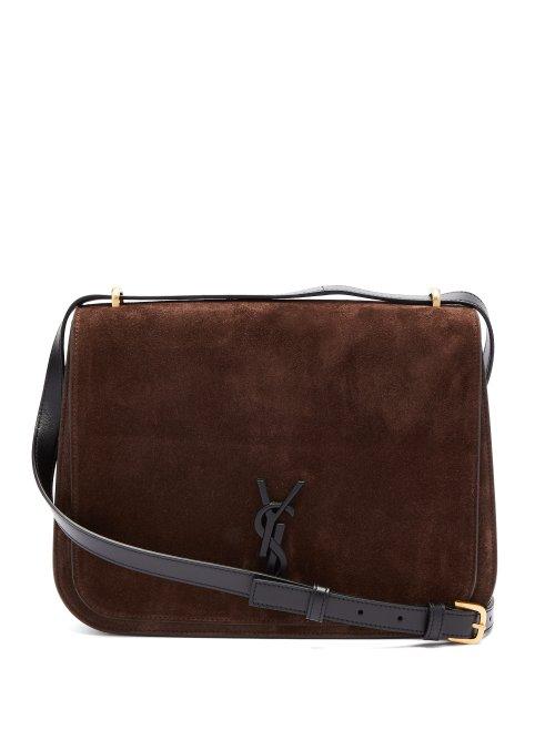 Matchesfashion.com Saint Laurent - Spontini Suede Satchel Cross Body Bag - Womens - Dark Brown