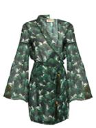 Adriana Degreas Ginko-leaf Print Silk-chiffon Wrap Kaftan