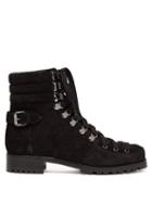 Matchesfashion.com Christian Louboutin - Who Runs Glitter Suede Hiking Boots - Womens - Black