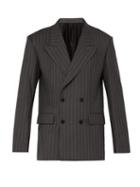 Matchesfashion.com Versace - Pinstripe Double Breasted Wool Jacket - Mens - Grey