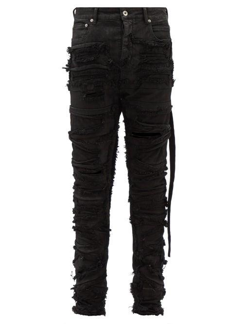 Rick Owens Drkshdw - Detroit Distressed Slim-leg Jeans - Mens - Black