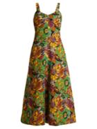 Duro Olowu Floral-print V-neck Textured-cloqu Dress