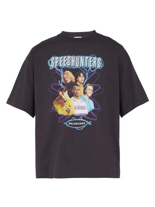 Matchesfashion.com Balenciaga - Speedhunters Cotton Long Sleeve T Shirt - Mens - Black Print