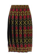 Chopova Lowena - Diamond-jacquard Pleated Midi Skirt - Womens - Red Multi