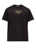 Matchesfashion.com Burberry - Tunbury Globe-embroidered Cotton T-shirt - Mens - Black
