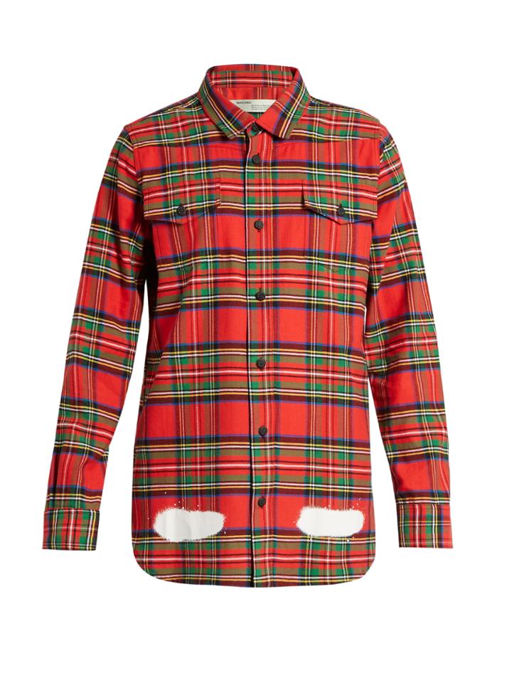Off-white Tartan Spray-paint Cotton Shirt