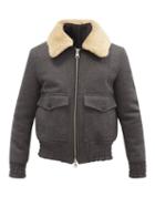 Matchesfashion.com Ami - Shearling-collar Wool-blend Bomber Jacket - Mens - Grey