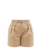 Matchesfashion.com Redvalentino - Pleated Cotton-blend Gabardine Shorts - Womens - Beige