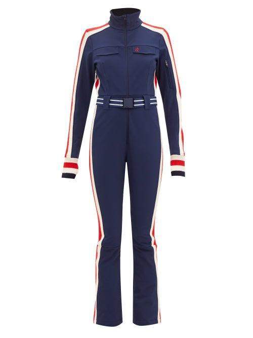Perfect Moment - Crystal Softshell Ski Suit - Womens - Navy