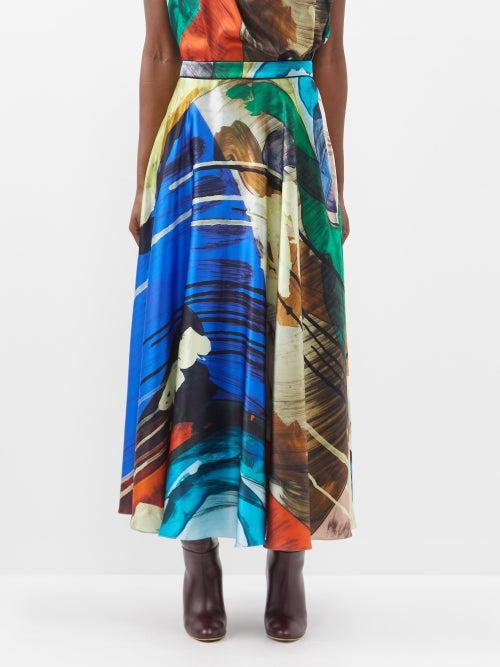 Roksanda - Stained-glass High-waist Silk-satin Skirt - Womens - Multi
