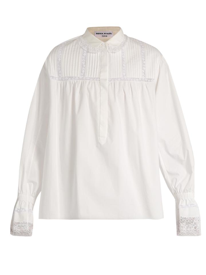 Sonia Rykiel Lace-trimmed Cotton Shirt