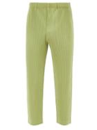 Homme Pliss Issey Miyake - Technical-pleated Straight-leg Trousers - Mens - Light Green