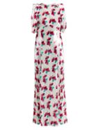 Matchesfashion.com Attico - Floral Velvet Dress - Womens - White Multi