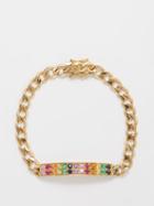 Sydney Evan - Id Bar Ruby, Sapphire & 14kt Gold Bracelet - Womens - Gold Multi