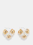 Jil Sander - Graphic Flower Beaded Earrings - Womens - Gold Silver