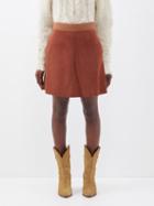 See By Chlo - Suede And Twill A-line Mini Skirt - Womens - Brown