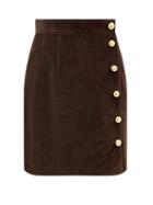 Matchesfashion.com Dolce & Gabbana - Side-buttoned Cotton-blend Corduroy Skirt - Womens - Brown