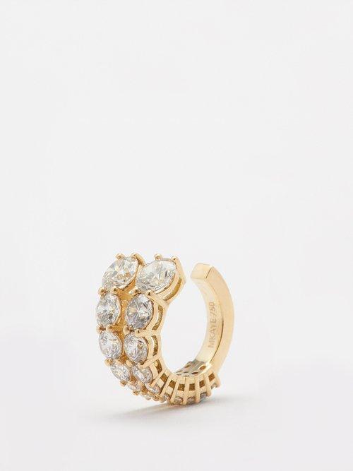 Melissa Kaye - Aria Diamond & 18kt Gold Ear Cuff - Womens - Gold Multi