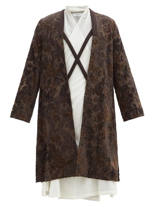 Matchesfashion.com Sasquatchfabrix - Floral-devor Cross-strap Longline Jacket - Mens - Brown