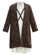 Matchesfashion.com Sasquatchfabrix - Floral-devor Cross-strap Longline Jacket - Mens - Brown