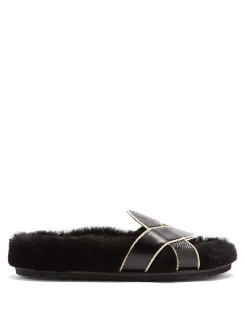 Matchesfashion.com Fabrizio Viti - Forever Berkley Leather And Shearling Slides - Womens - Black Multi