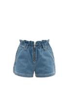Ladies Rtw Sea - Alyssa Paperbag-waist Denim Shorts - Womens - Mid Denim