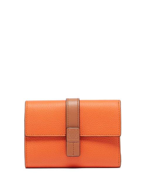 Matchesfashion.com Loewe - Anagram Grained Leather Wallet - Womens - Orange Multi