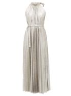 Matchesfashion.com A.w.a.k.e. Mode - Oyster Halterneck Midi Dress - Womens - Silver