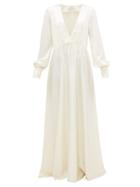 Matchesfashion.com La Collection - Isabella V-neck Silk-satin Maxi Dress - Womens - Ivory