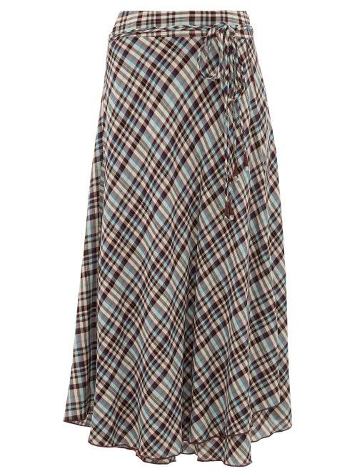 Matchesfashion.com Apiece Apart - Rosehip Checked Rayon Midi Skirt - Womens - Multi