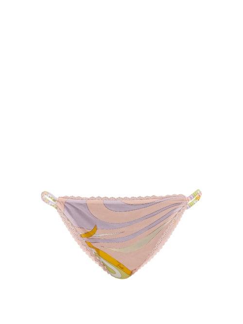Emilio Pucci - Vortici-print Stretch-tulle Briefs - Womens - Pink